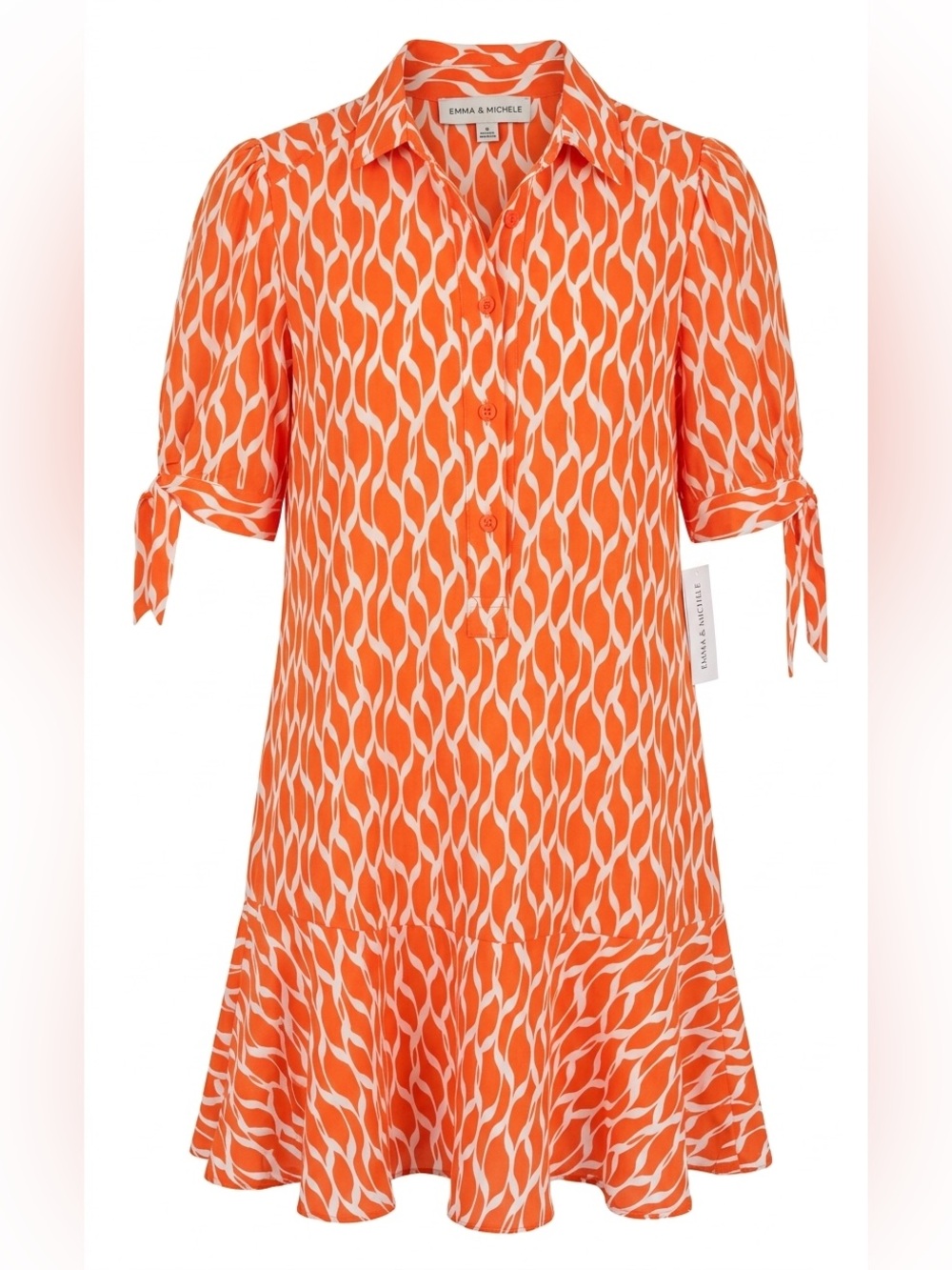Emma & Michele Orange and White High-Low Dress